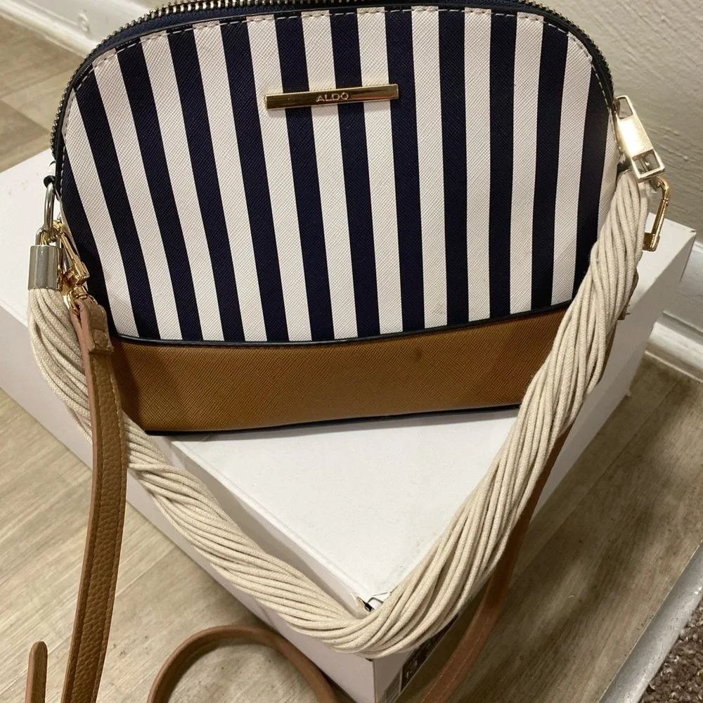 Aldo Striped Navy and Brown‎ Crossbody Bag